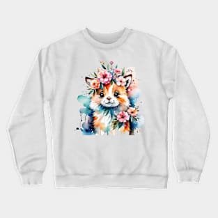 Cute floral cat gift ideas Crewneck Sweatshirt